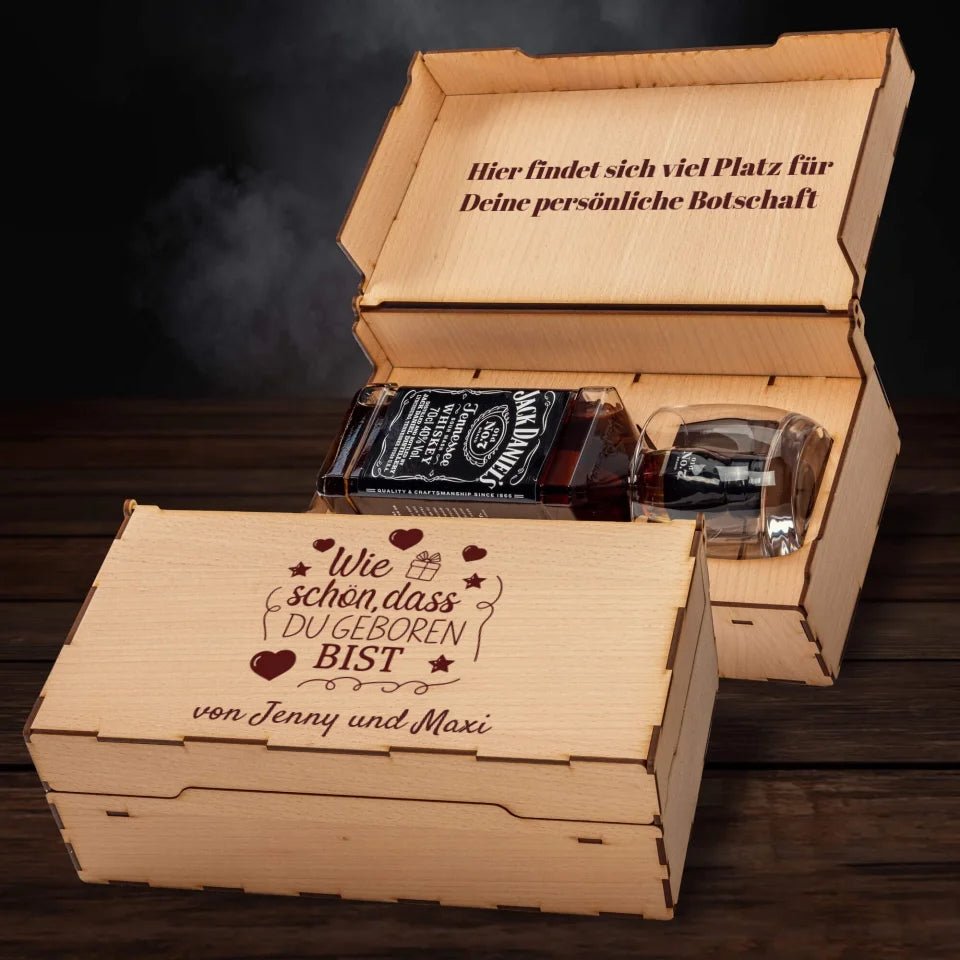 Jack Daniels Geschenkbox - Wie schön, dass du geboren bist - Customizer - drink4friends