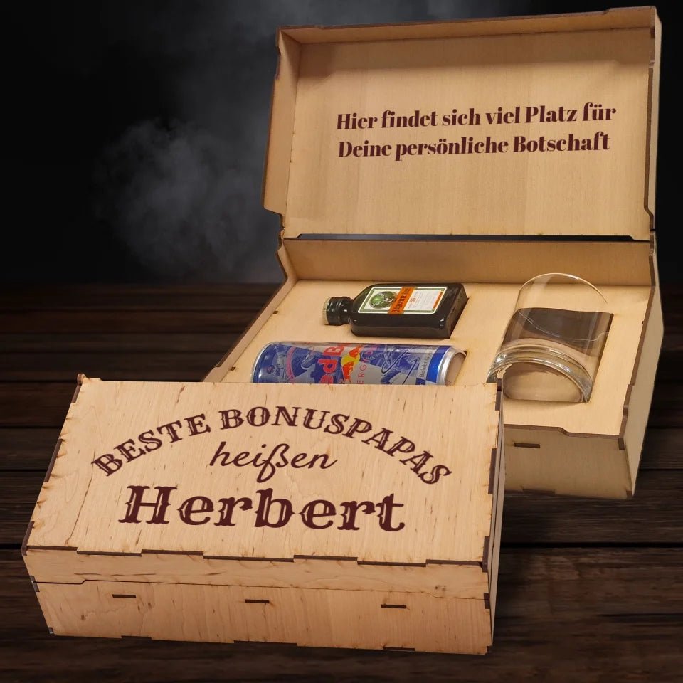 Jägermeister Geschenkbox - Beste Bonuspapas heißen... - Drink4friends - drink4friends