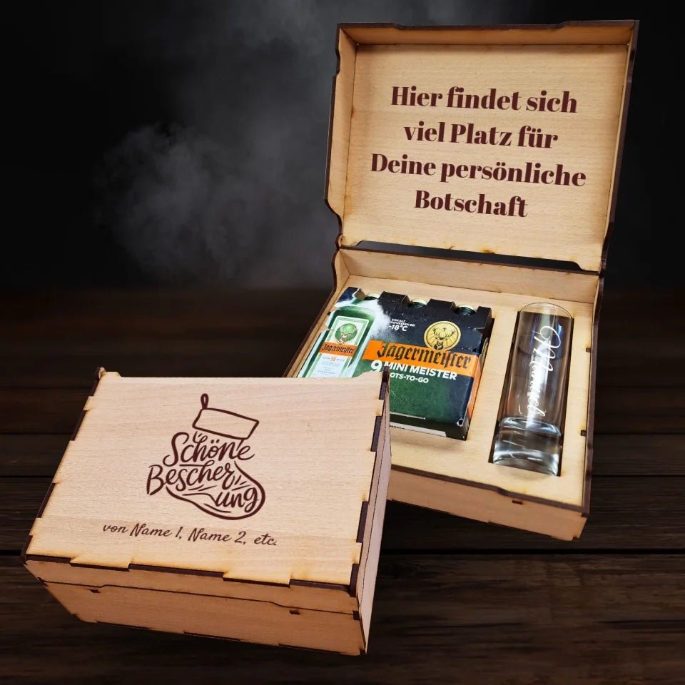 Jägermeister Geschenkbox - Weihnachtssocken Schöne Bescherung - Drink4friends - drink4friends