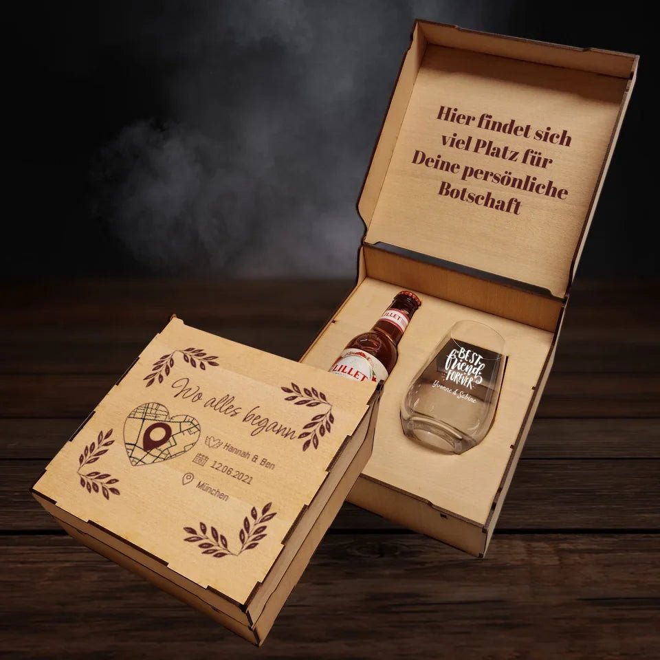 Lillet Berry Geschenkbox - Wo alles begann - mit Karte und Daten - Drink4friends - drink4friends