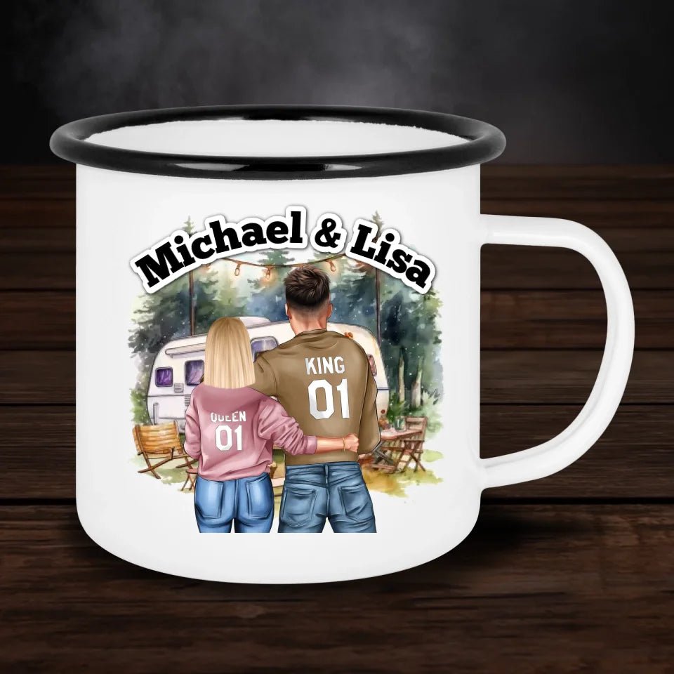 Personalisierte Emaille - Tasse Pärchen - Doppelseitig bedruckt - Customizer - drink4friends