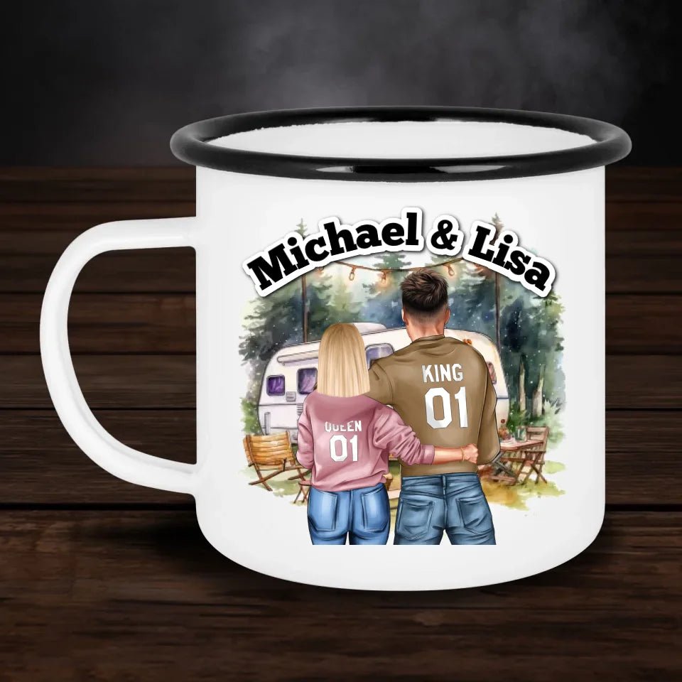 Personalisierte Emaille - Tasse Pärchen - Doppelseitig bedruckt - Customizer - drink4friends