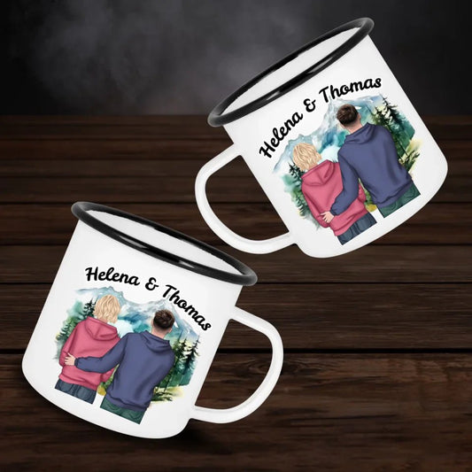 Personalisierte Emaille - Tasse Pärchen - Valentinstag - Customizer - drink4friends