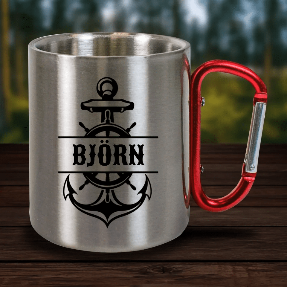 Personalisierte Karabiner Tasse mit Anker & Name - Customizer - drink4friends