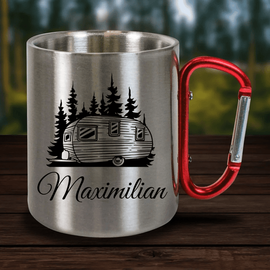 Personalisierte Karabiner Tasse mit Camper & Name - Customizer - drink4friends