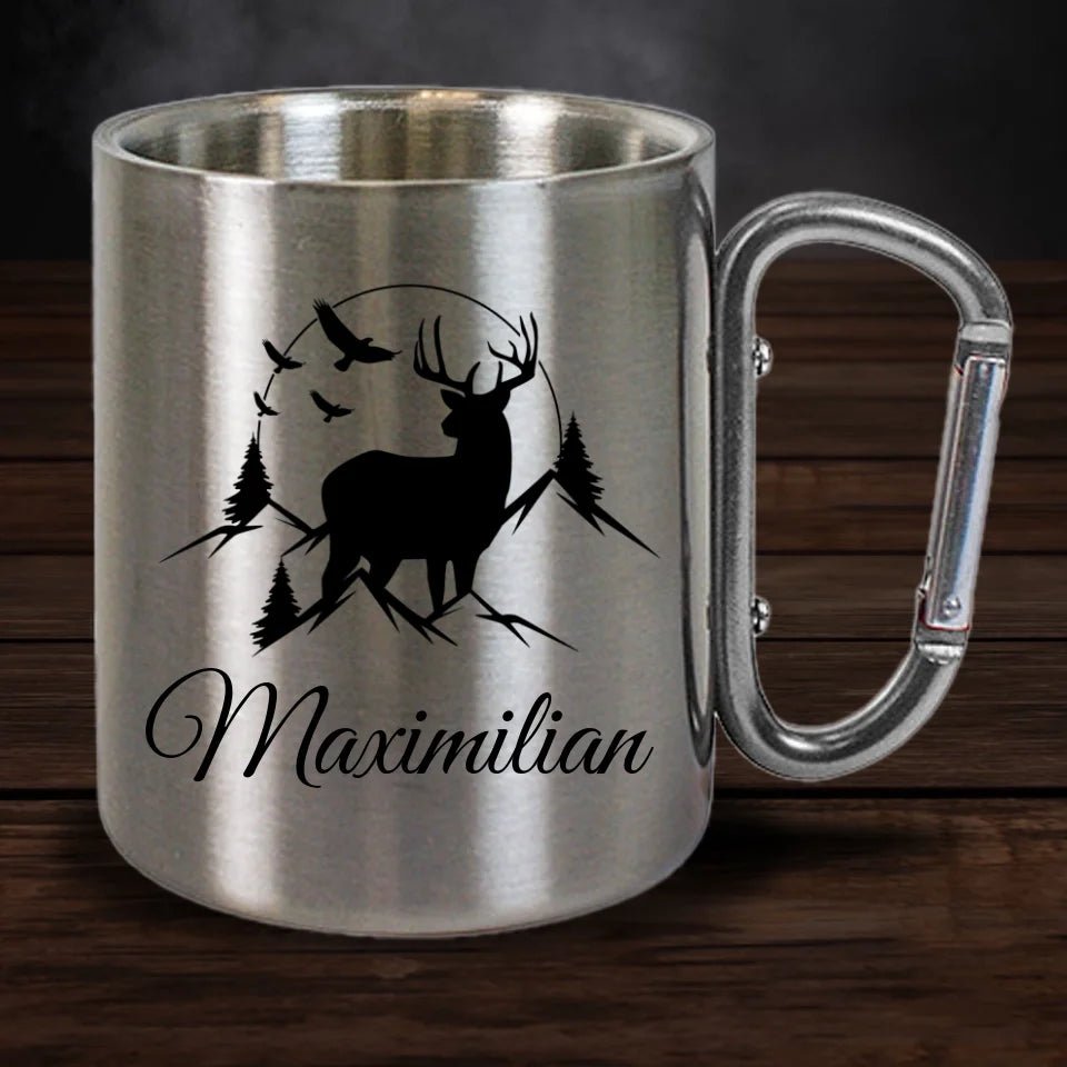 Personalisierte Karabiner Tasse mit Hirsch & Name - Customizer - drink4friends