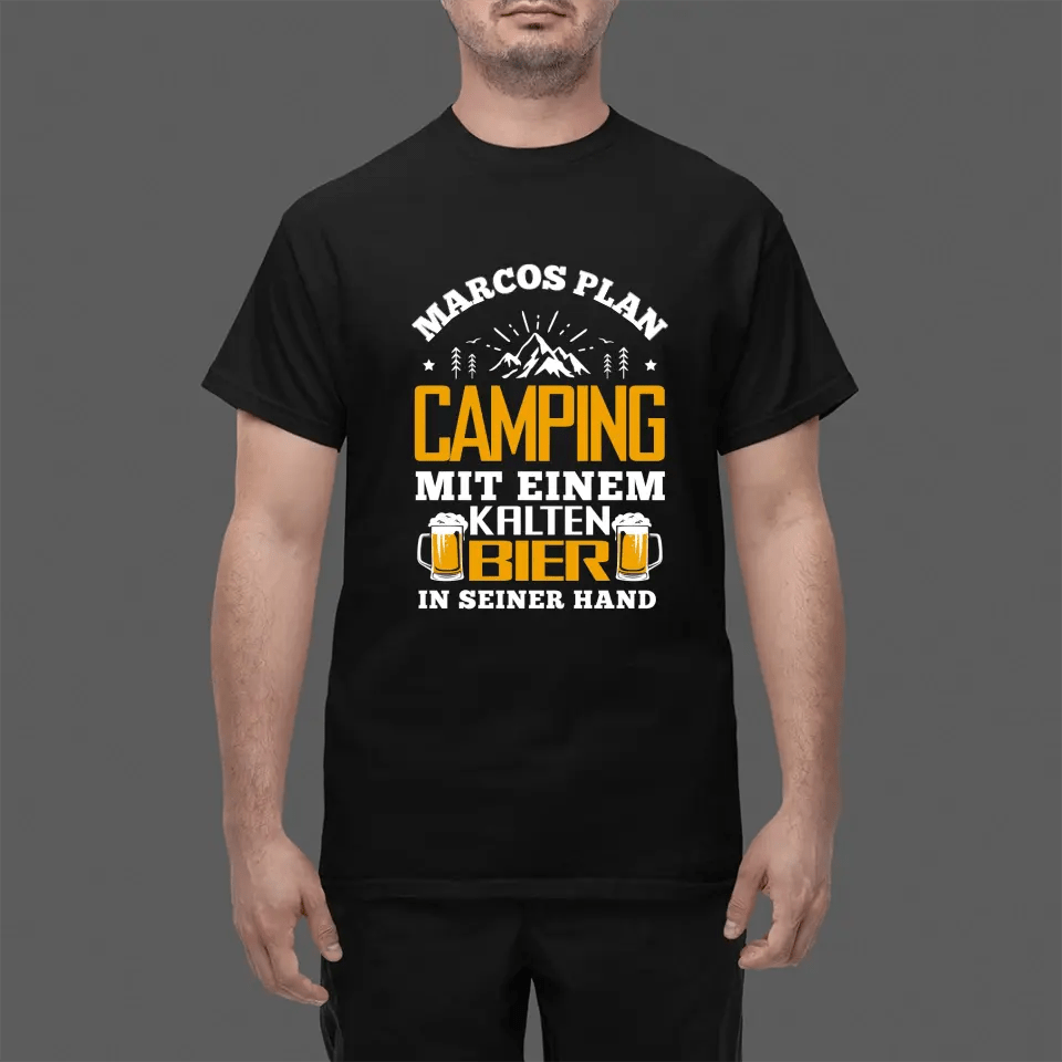 T-Shirt - Camping mit einem kalten Bier - Personalisierbar - Customizer - drink4friends