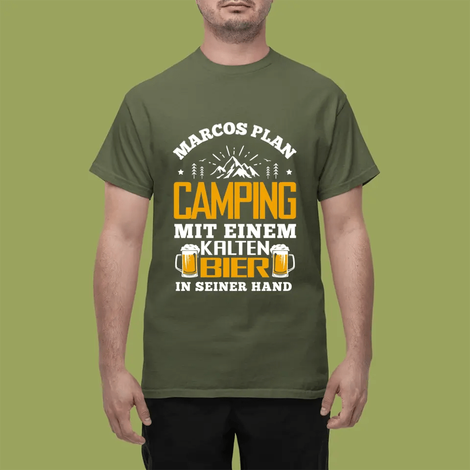 T-Shirt - Camping mit einem kalten Bier - Personalisierbar - Customizer - drink4friends