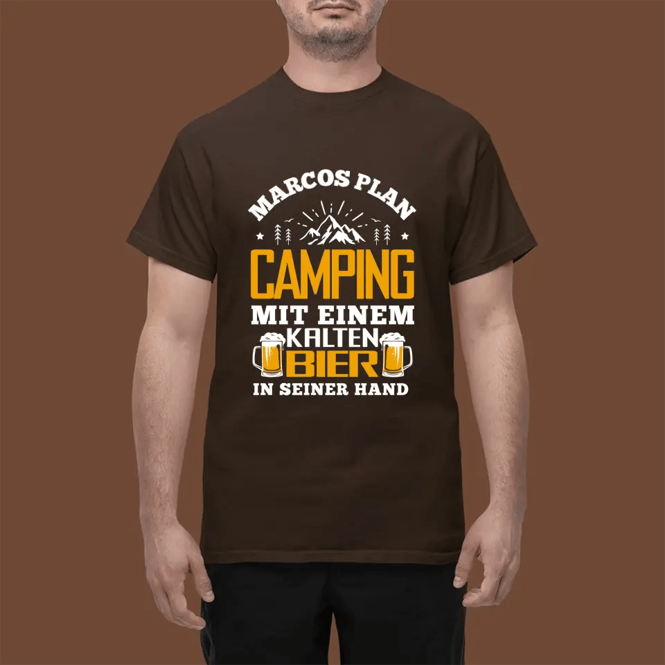 T-Shirt - Camping mit einem kalten Bier - Personalisierbar - Customizer - drink4friends