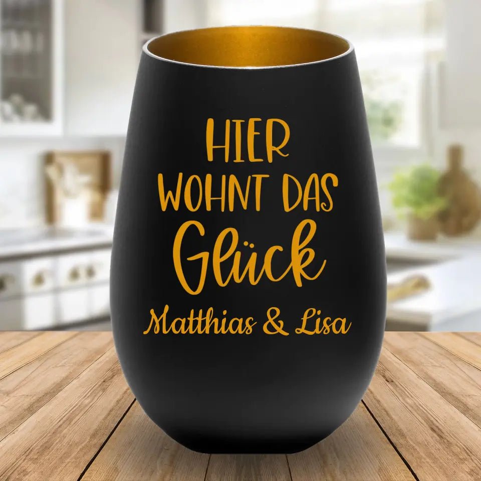 Windlicht - Hier wohnt das Glück - Customizer - drink4friends