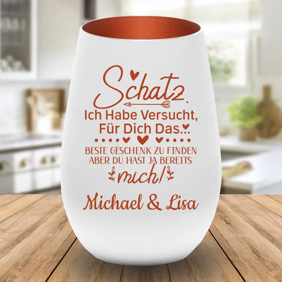 Windlicht - Schatz ich habe versucht für dich das perfekte Geschenk zu finden... - Customizer - drink4friends